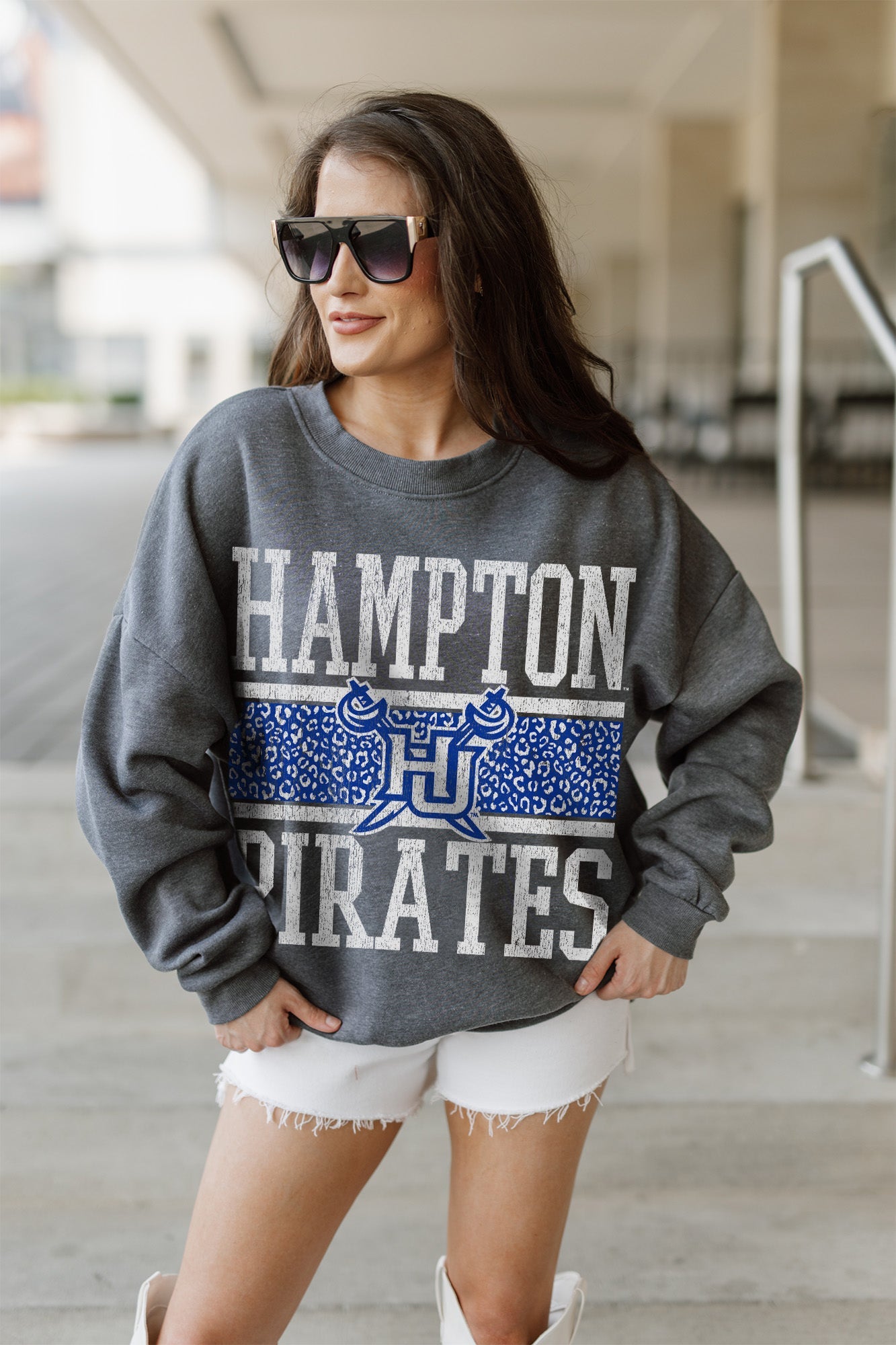 HAMPTON PIRATES WILD TAILGATE PREMIUM FLEECE DROP SHOULDER CREWNECK PULLOVER