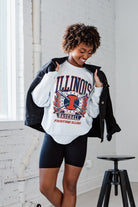 ILLINOIS FIGHTING ILLINI BASES LOADED PREMIUM FLEECE DROP SHOULDER CREWNECK PULLOVER