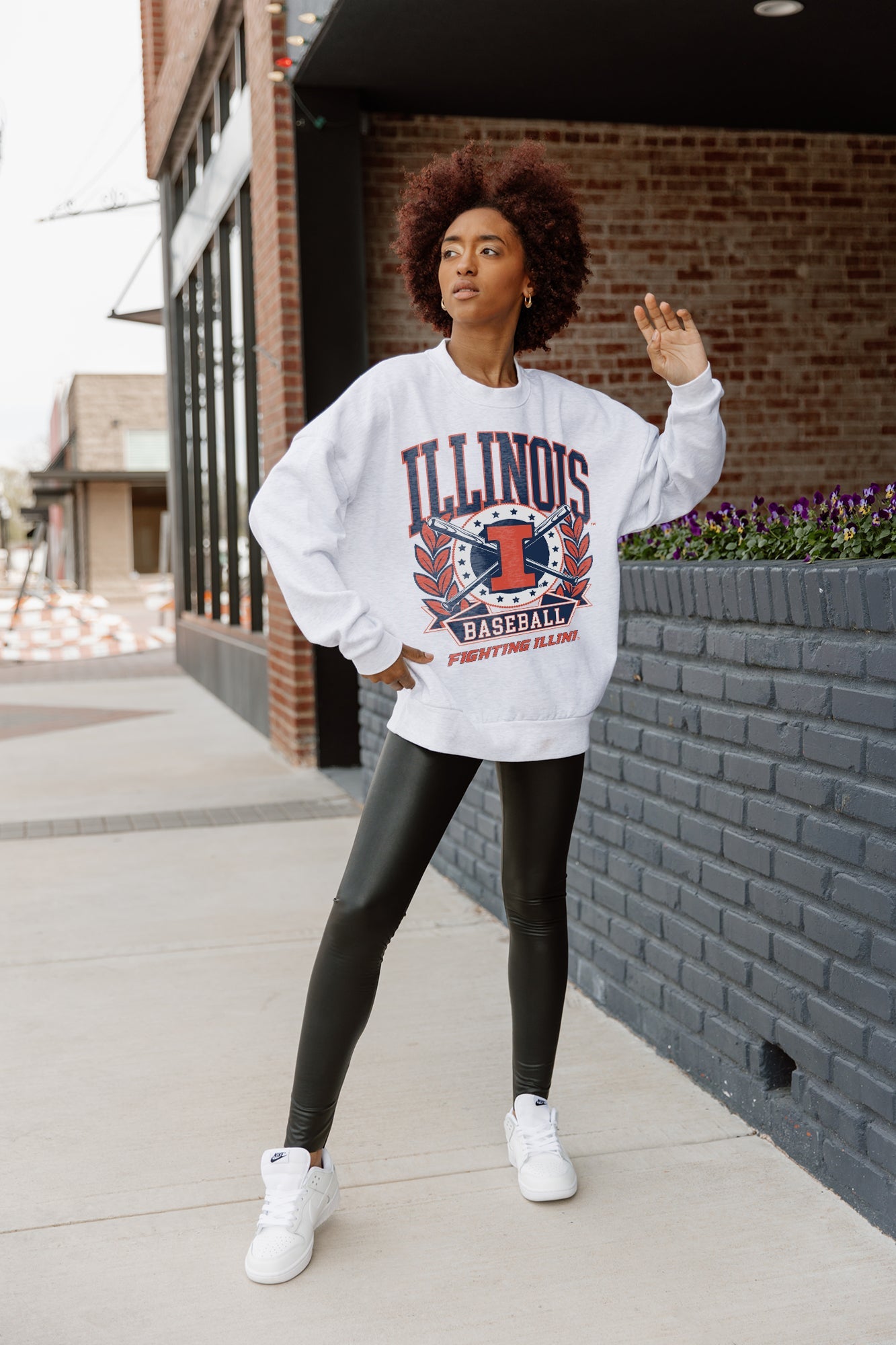 ILLINOIS FIGHTING ILLINI BASES LOADED PREMIUM FLEECE DROP SHOULDER CREWNECK PULLOVER