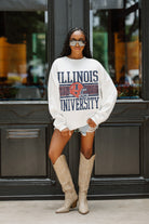 ILLINOIS FIGHTING ILLINI FAIR CATCH PREMIUM FLEECE DROP SHOULDER CREWNECK PULLOVER