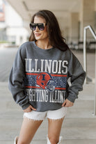 ILLINOIS FIGHTING ILLINI WILD TAILGATE PREMIUM FLEECE DROP SHOULDER CREWNECK PULLOVER