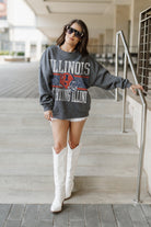 ILLINOIS FIGHTING ILLINI WILD TAILGATE PREMIUM FLEECE DROP SHOULDER CREWNECK PULLOVER