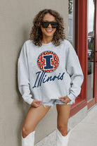 ILLINOIS FIGHTING ILLINI GOING WILD PREMIUM FLEECE DROP SHOULDER CREWNECK PULLOVER