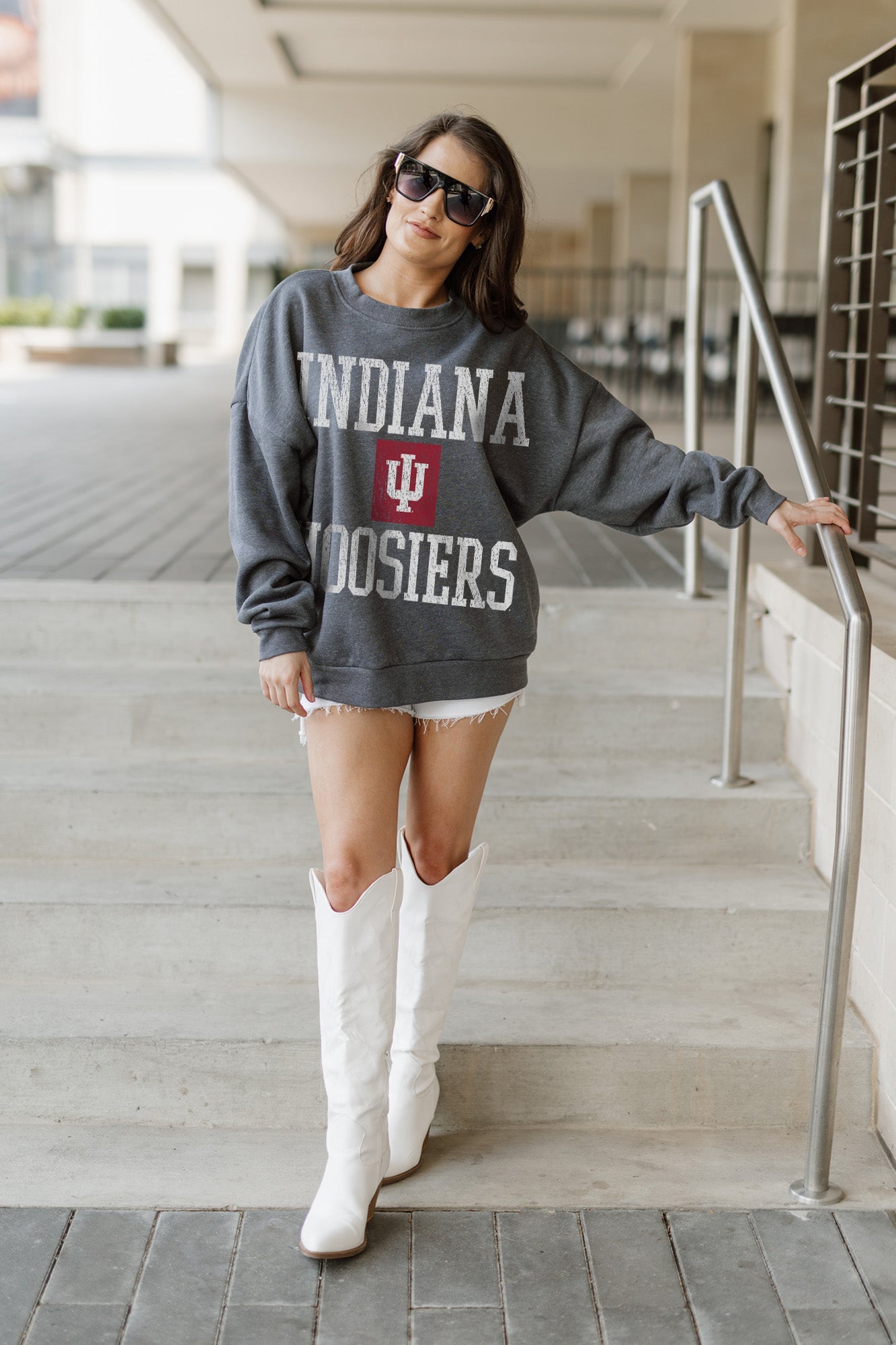 INDIANA HOOSIERS WILD TAILGATE PREMIUM FLEECE DROP SHOULDER CREWNECK PULLOVER