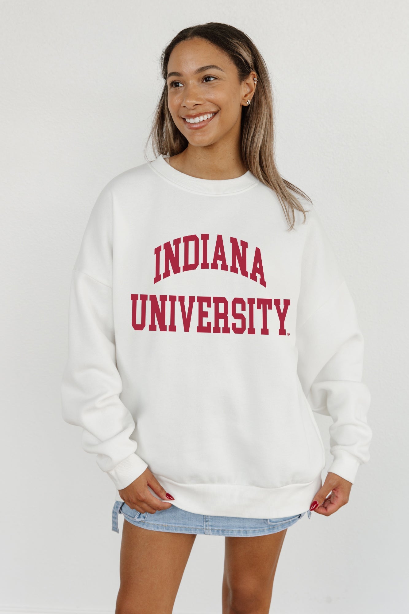 INDIANA HOOSIERS ALL-STAR STYLE PREMIUM FLEECE DROP SHOULDER CREWNECK PULLOVER BY MADI PREWETT TROUTT