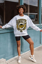 IOWA HAWKEYES BASES LOADED PREMIUM FLEECE DROP SHOULDER CREWNECK PULLOVER