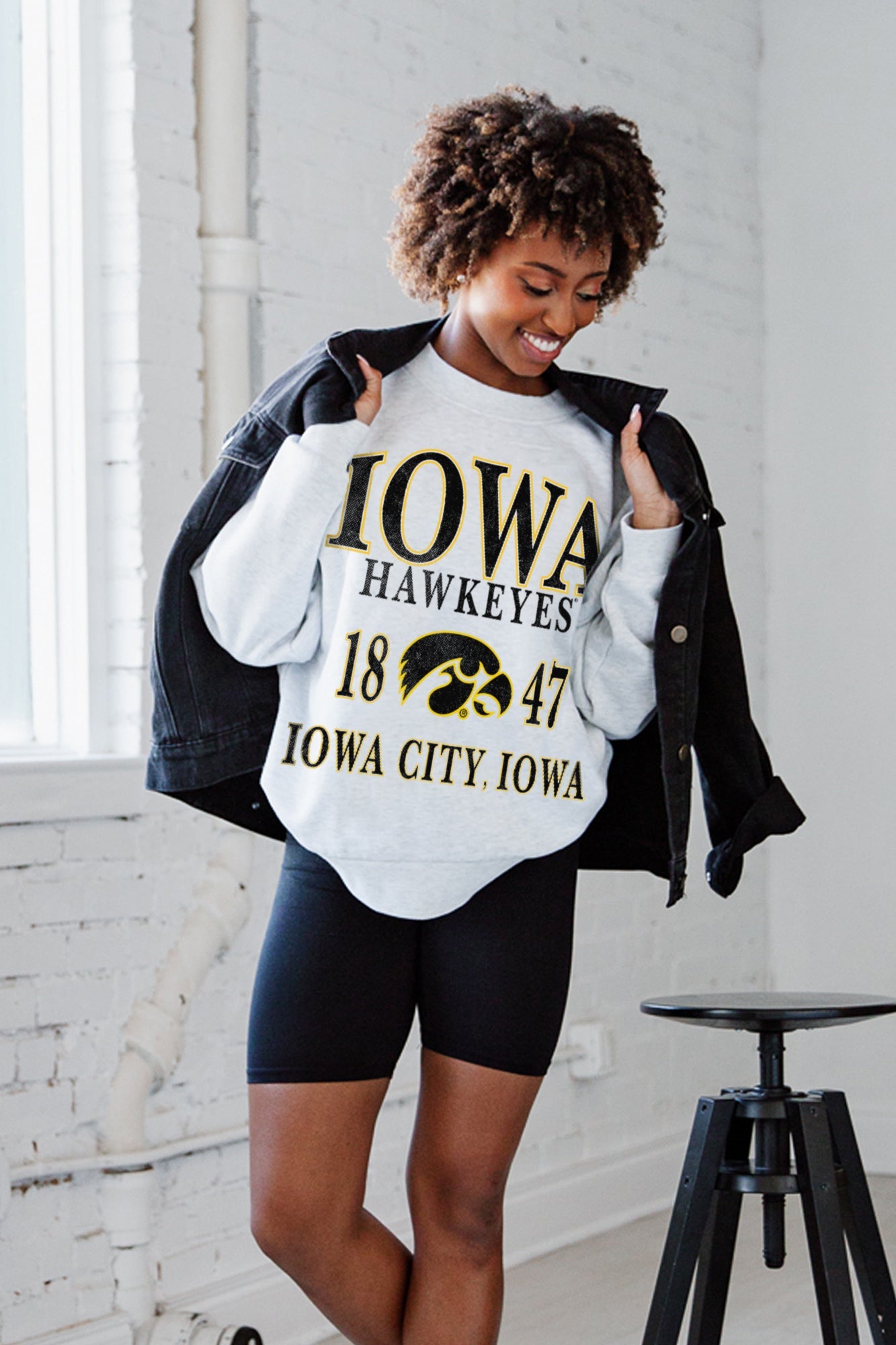 IOWA HAWKEYES ALLEGIANCE PREMIUM FLEECE DROP SHOULDER CREWNECK PULLOVER