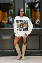 IOWA HAWKEYES FAIR CATCH PREMIUM FLEECE DROP SHOULDER CREWNECK PULLOVER