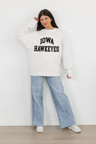 IOWA HAWKEYES ALL-STAR STYLE PREMIUM FLEECE DROP SHOULDER CREWNECK PULLOVER BY MADI PREWETT TROUTT