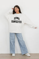 IOWA HAWKEYES ALL-STAR STYLE PREMIUM FLEECE DROP SHOULDER CREWNECK PULLOVER BY MADI PREWETT TROUTT