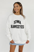 IOWA HAWKEYES ALL-STAR STYLE PREMIUM FLEECE DROP SHOULDER CREWNECK PULLOVER BY MADI PREWETT TROUTT