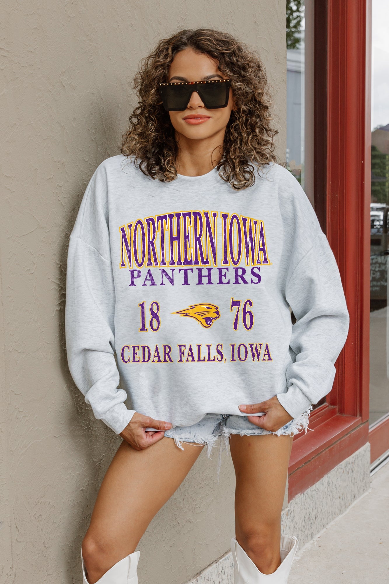 NORTHERN IOWA PANTHERS ALLEGIANCE PREMIUM FLEECE DROP SHOULDER CREWNECK PULLOVER