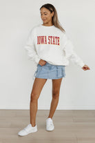 IOWA STATE CYCLONES ALL-STAR APPEAL PREMIUM FLEECE DROP SHOULDER CREWNECK PULLOVER BY MADI PREWETT TROUTT