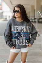 JACKSON STATE TIGERS WILD TAILGATE PREMIUM FLEECE DROP SHOULDER CREWNECK PULLOVER