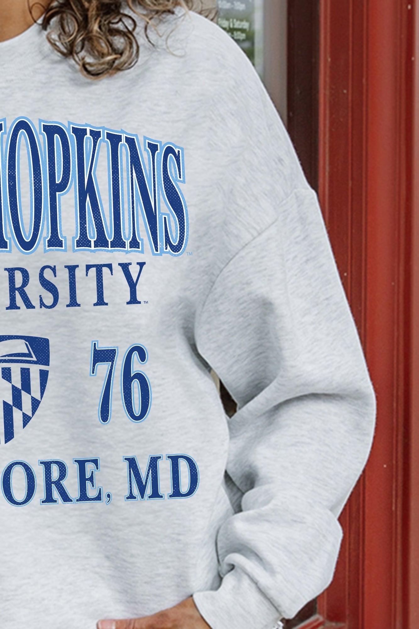 JOHNS HOPKINS BLUEJAYS ALLEGIANCE PREMIUM FLEECE DROP SHOULDER CREWNECK PULLOVER