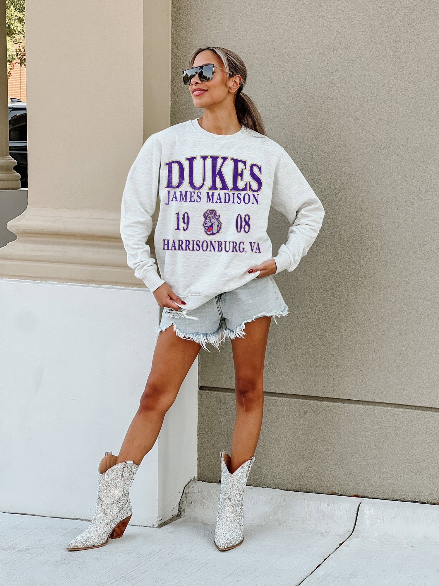 JAMES MADISON DUKES ALLEGIANCE PREMIUM FLEECE DROP SHOULDER CREWNECK PULLOVER