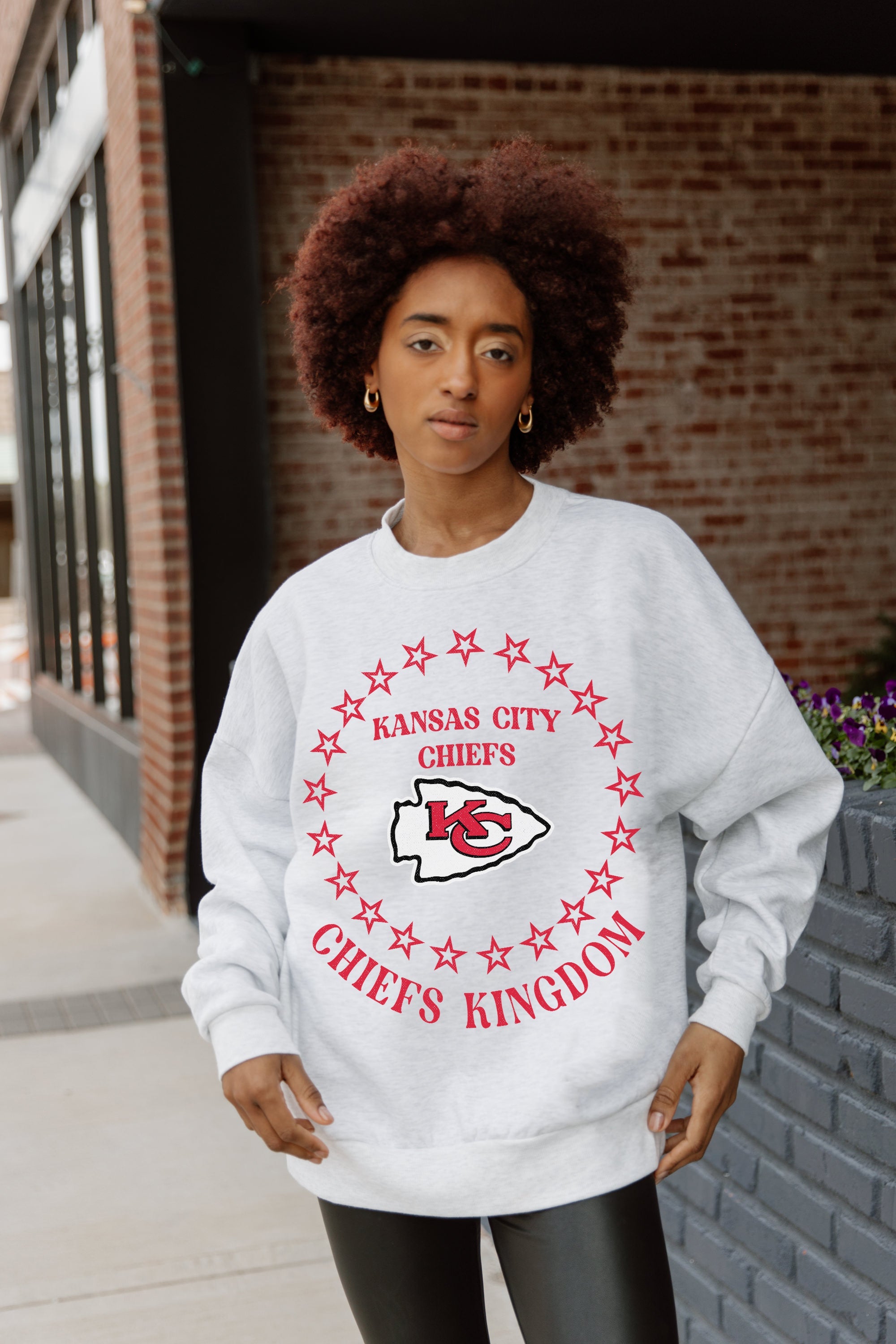 KANSAS CITY CHIEFS SUPERSTAR PREMIUM FLEECE DROP SHOULDER CREWNECK PULLOVER