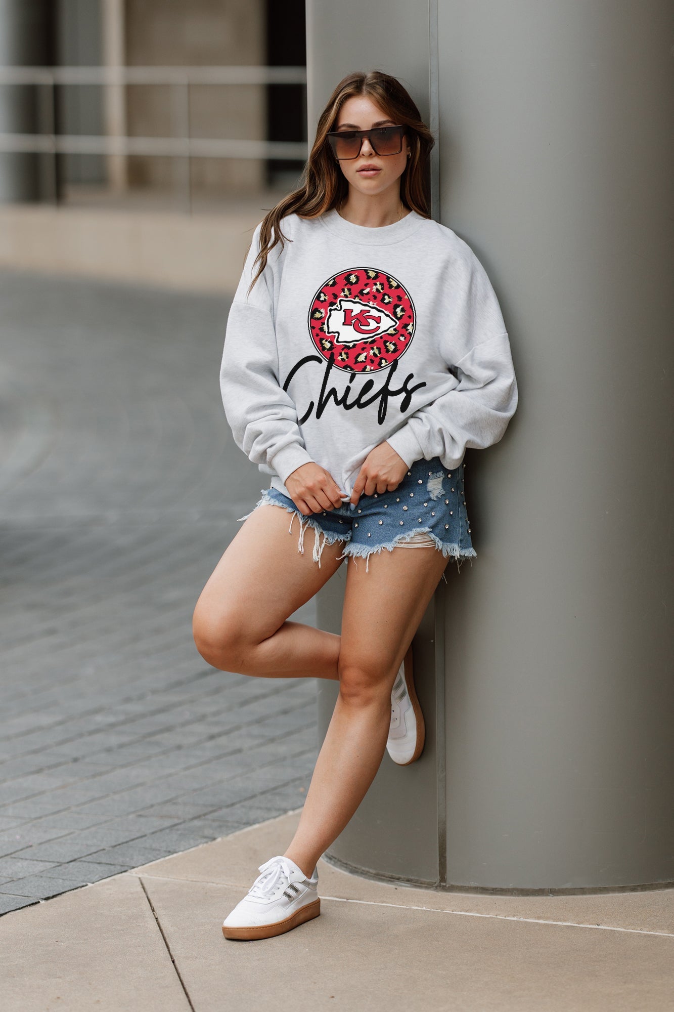 KANSAS CITY CHIEFS GOING WILD PREMIUM FLEECE DROP SHOULDER CREWNECK PULLOVER