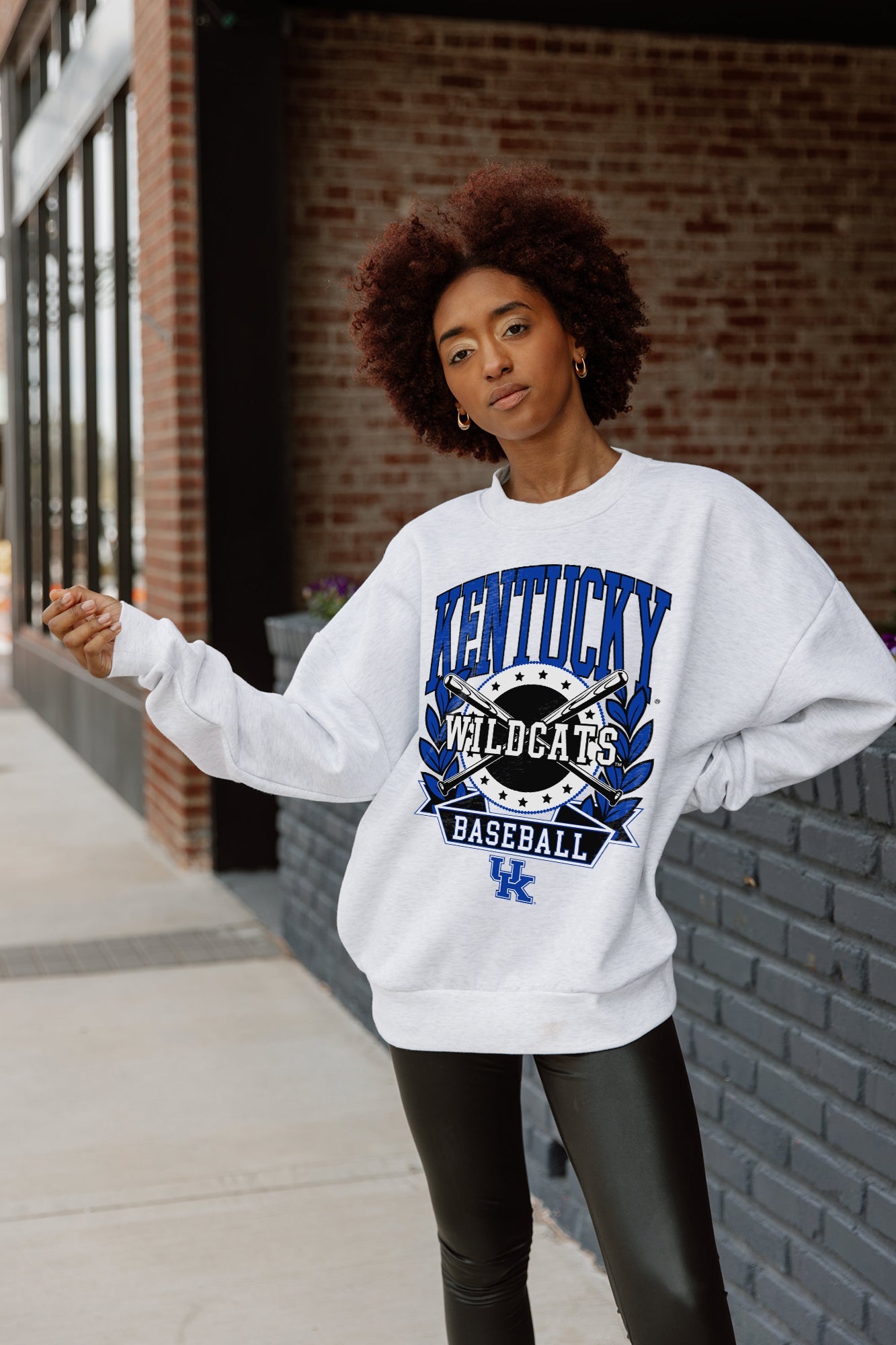 KENTUCKY WILDCATS BASES LOADED PREMIUM FLEECE DROP SHOULDER CREWNECK PULLOVER