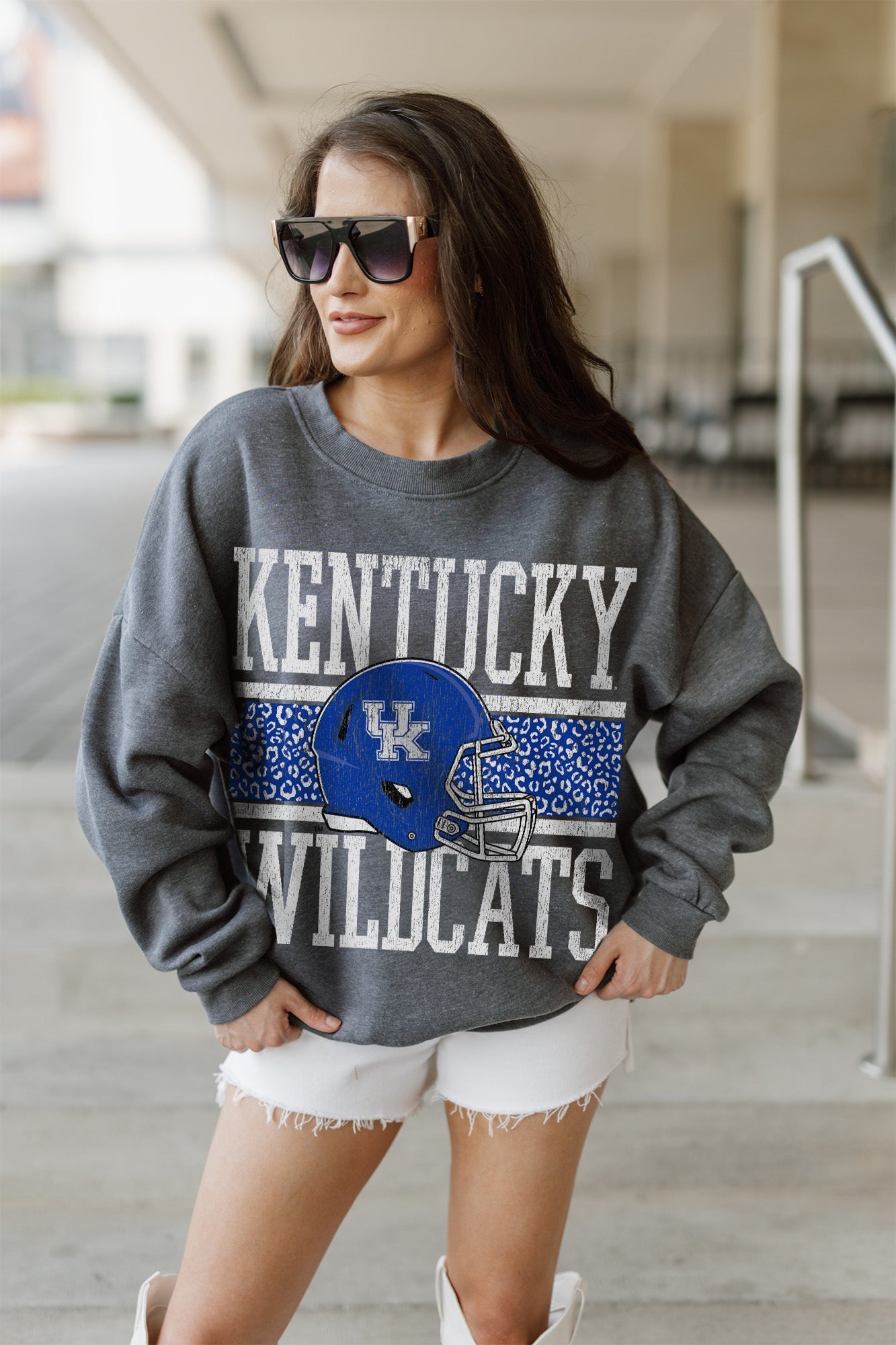 KENTUCKY WILDCATS WILD TAILGATE PREMIUM FLEECE DROP SHOULDER CREWNECK PULLOVER