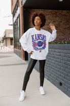 KANSAS JAYHAWKS BASES LOADED PREMIUM FLEECE DROP SHOULDER CREWNECK PULLOVER