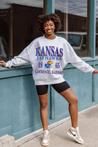 KANSAS JAYHAWKS ALLEGIANCE PREMIUM FLEECE DROP SHOULDER CREWNECK PULLOVER