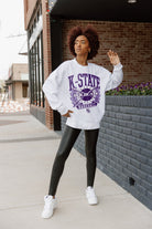 KANSAS STATE WILDCATS BASES LOADED PREMIUM FLEECE DROP SHOULDER CREWNECK PULLOVER