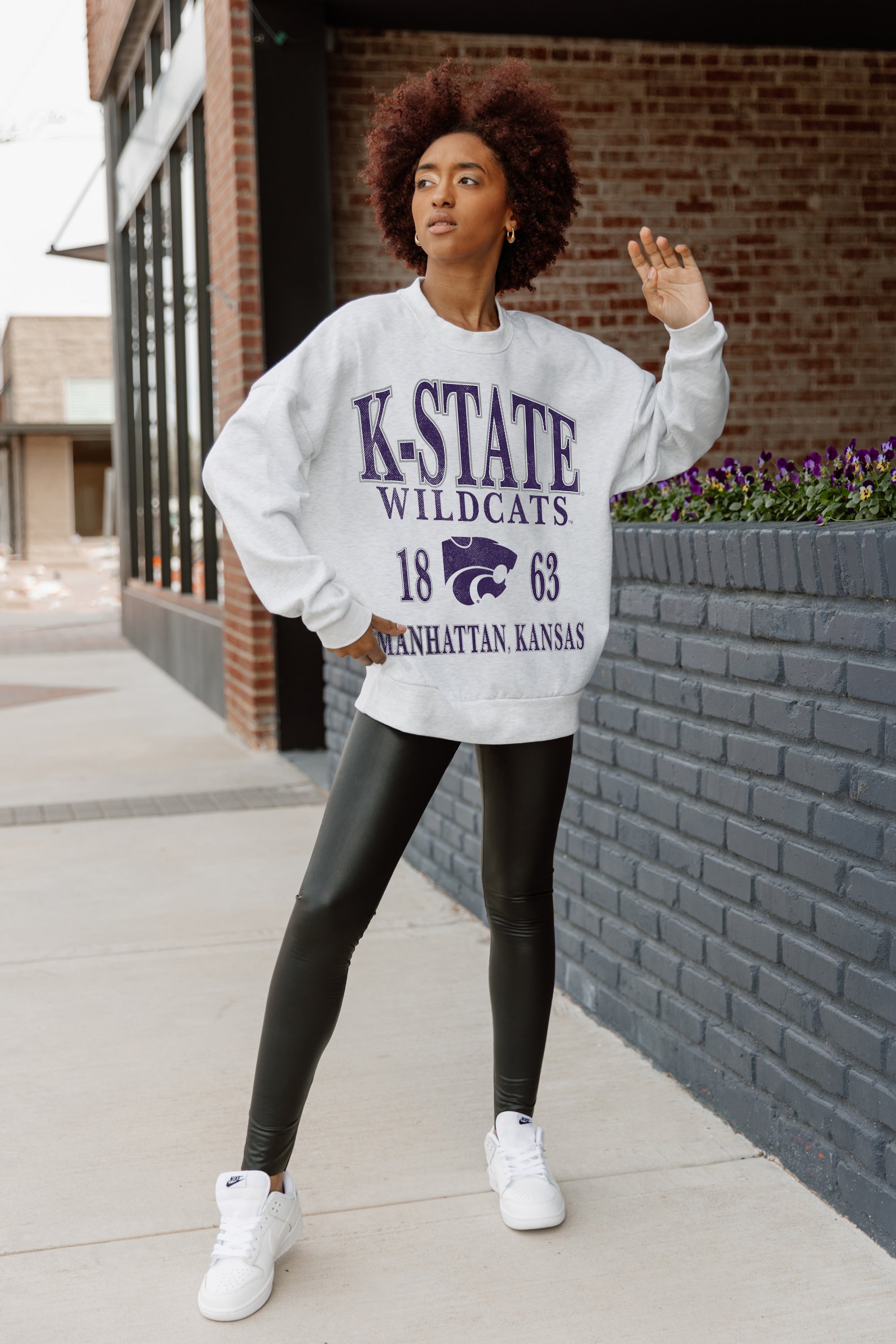 KANSAS STATE WILDCATS ALLEGIANCE PREMIUM FLEECE DROP SHOULDER CREWNECK PULLOVER