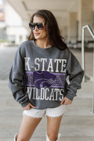 KANSAS STATE WILDCATS WILD TAILGATE PREMIUM FLEECE DROP SHOULDER CREWNECK PULLOVER