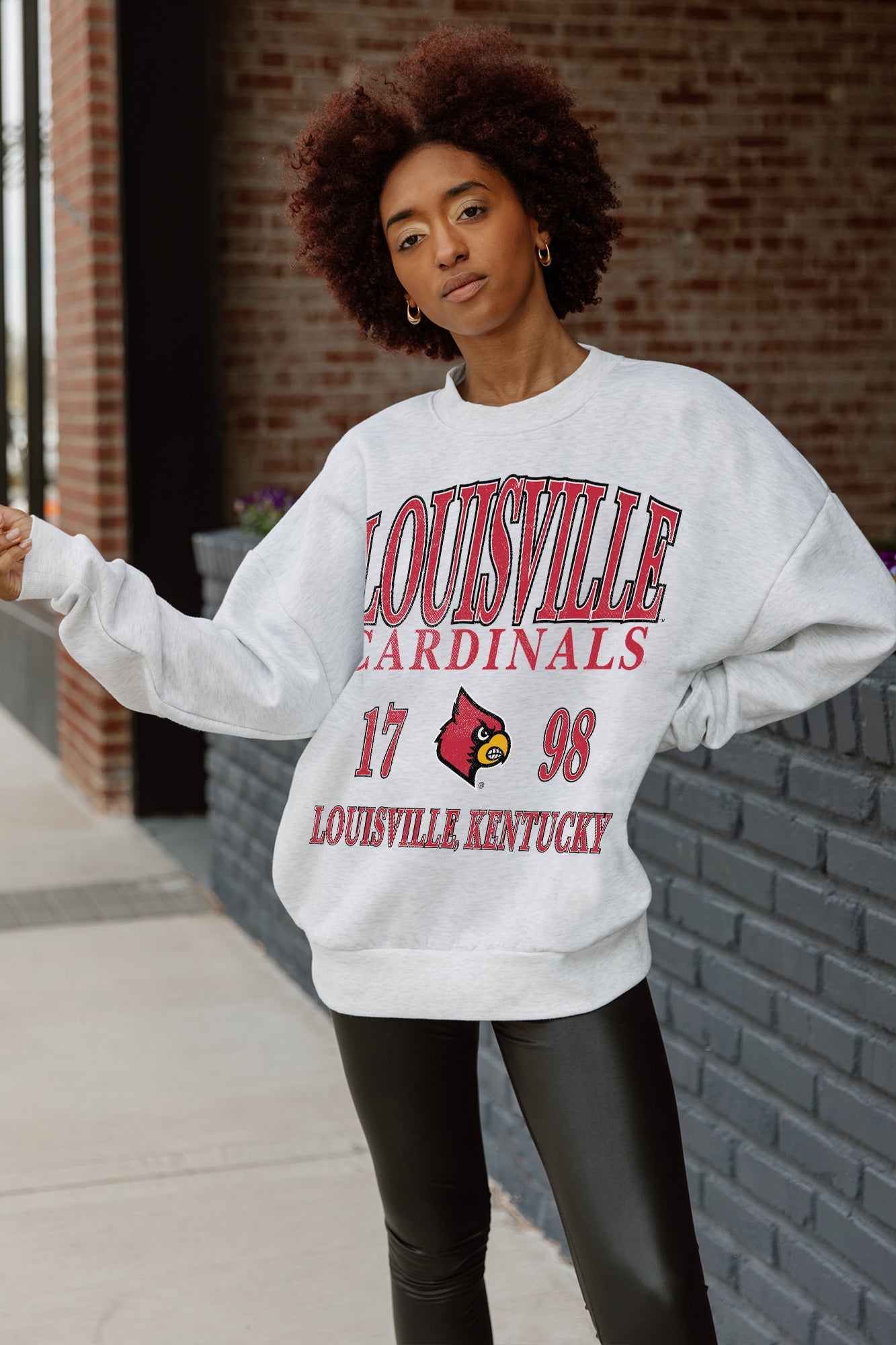 LOUISVILLE CARDINALS ALLEGIANCE PREMIUM FLEECE DROP SHOULDER CREWNECK PULLOVER