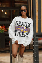 LSU TIGERS FAIR CATCH PREMIUM FLEECE DROP SHOULDER CREWNECK PULLOVER