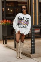 LSU TIGERS FAIR CATCH PREMIUM FLEECE DROP SHOULDER CREWNECK PULLOVER