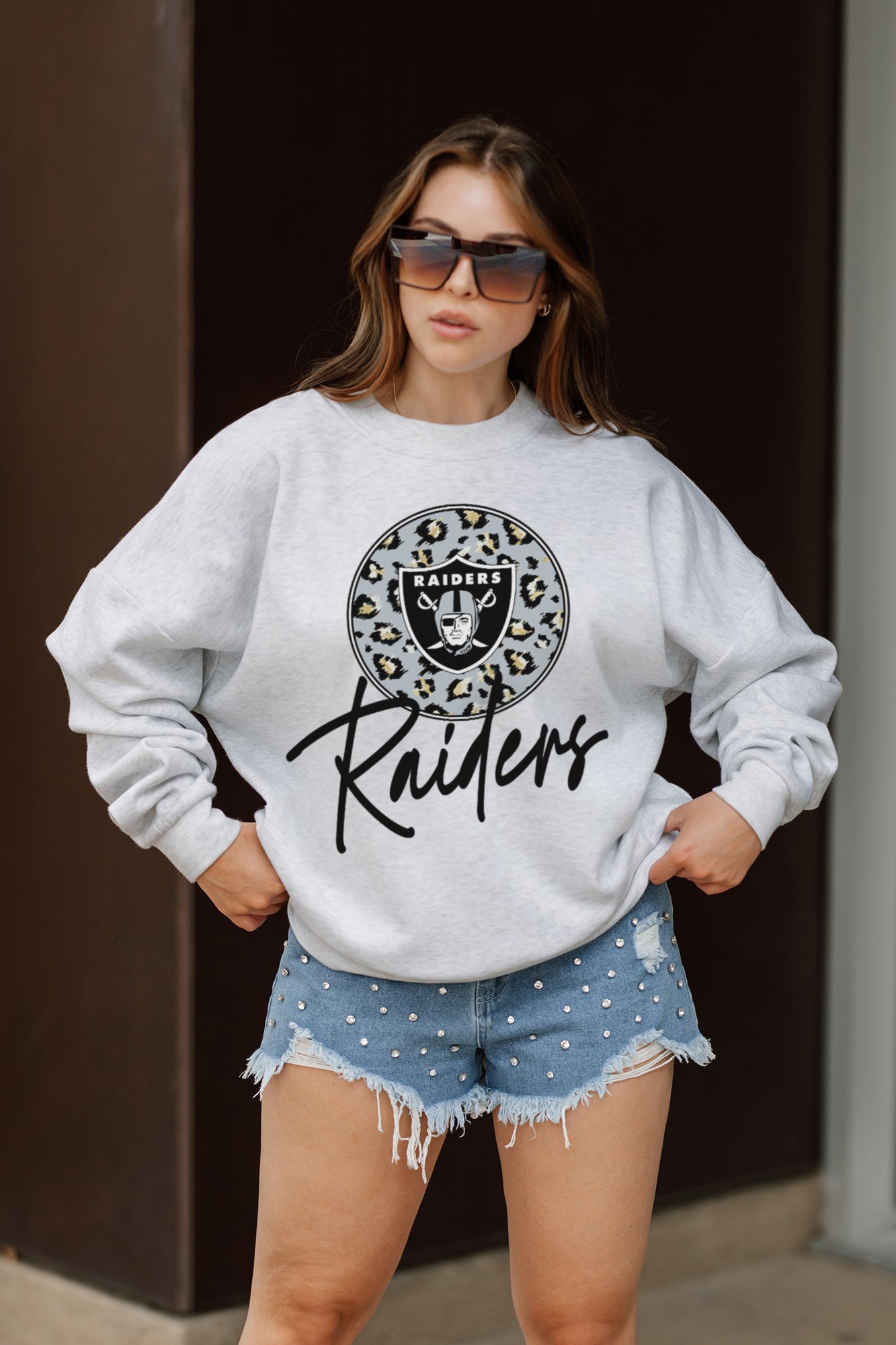 LAS VEGAS RAIDERS GOING WILD PREMIUM FLEECE DROP SHOULDER CREWNECK PULLOVER