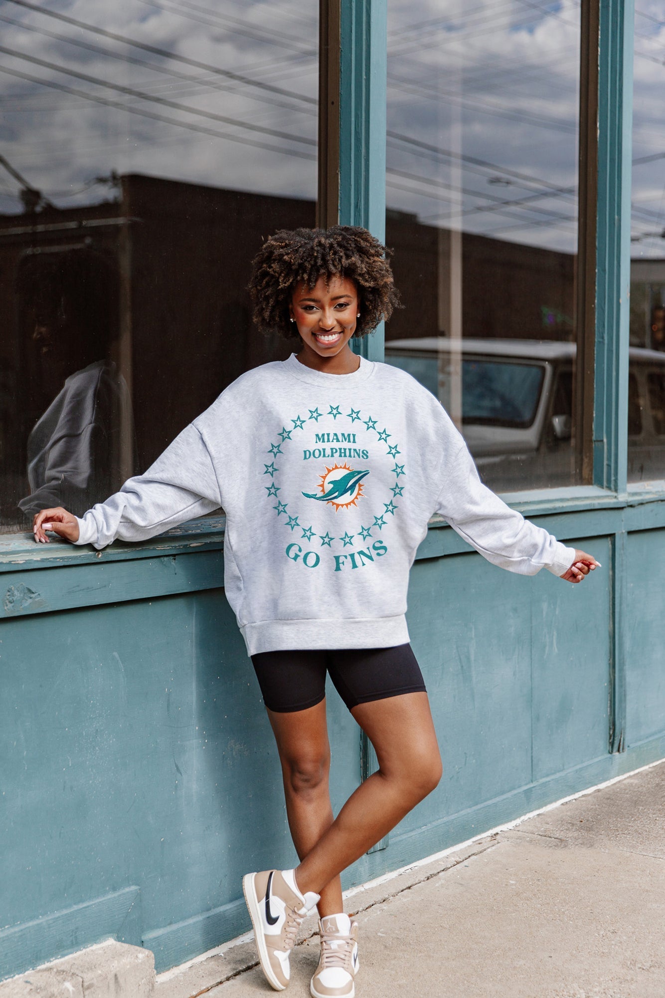 MIAMI DOLPHINS SUPERSTAR PREMIUM FLEECE DROP SHOULDER CREWNECK PULLOVER