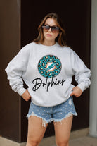 MIAMI DOLPHINS GOING WILD PREMIUM FLEECE DROP SHOULDER CREWNECK PULLOVER