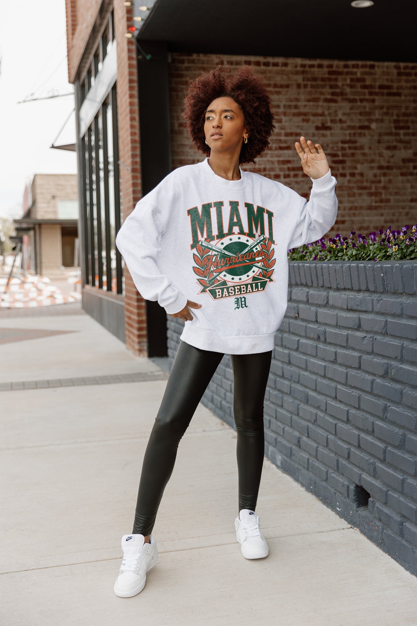 MIAMI HURRICANES BASES LOADED PREMIUM FLEECE DROP SHOULDER CREWNECK PULLOVER