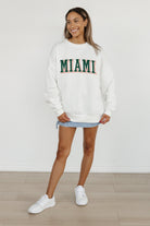 MIAMI HURRICANES ALL-STAR APPEAL PREMIUM FLEECE DROP SHOULDER CREWNECK PULLOVER BY MADI PREWETT TROUTT