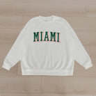 MIAMI HURRICANES ALL-STAR APPEAL PREMIUM FLEECE DROP SHOULDER CREWNECK PULLOVER BY MADI PREWETT TROUTT