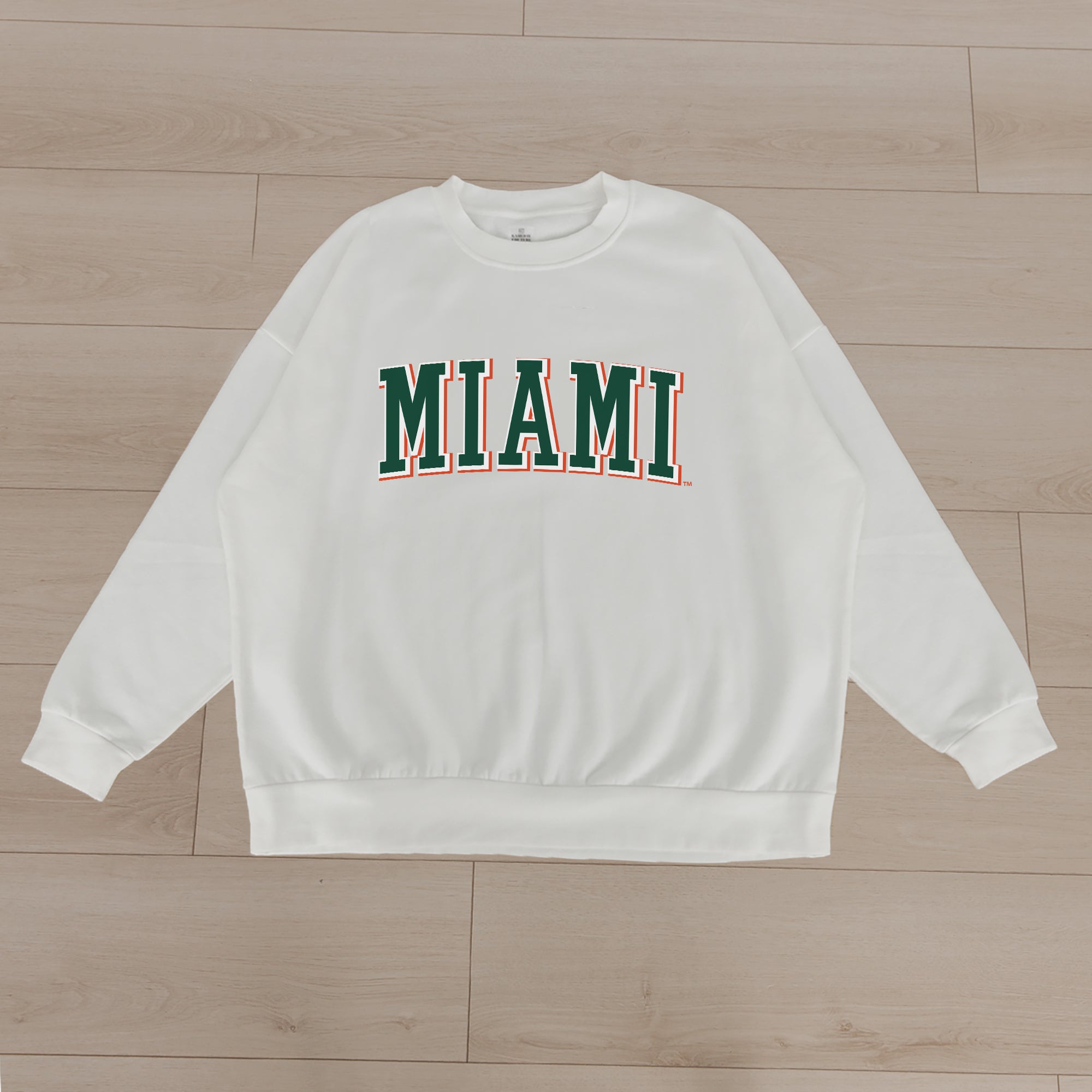 MIAMI HURRICANES ALL-STAR APPEAL PREMIUM FLEECE DROP SHOULDER CREWNECK PULLOVER BY MADI PREWETT TROUTT