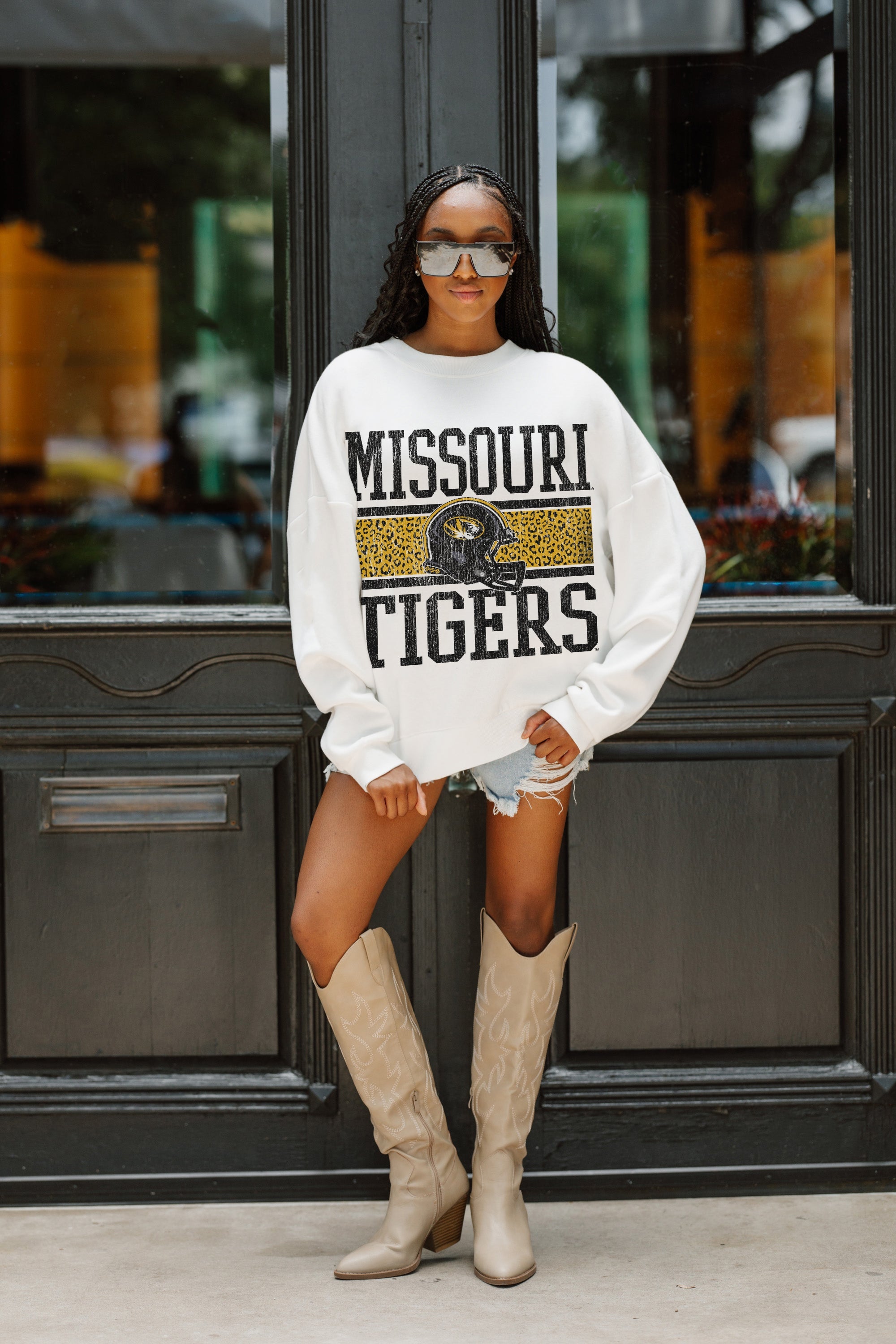 MISSOURI TIGERS FAIR CATCH PREMIUM FLEECE DROP SHOULDER CREWNECK PULLOVER