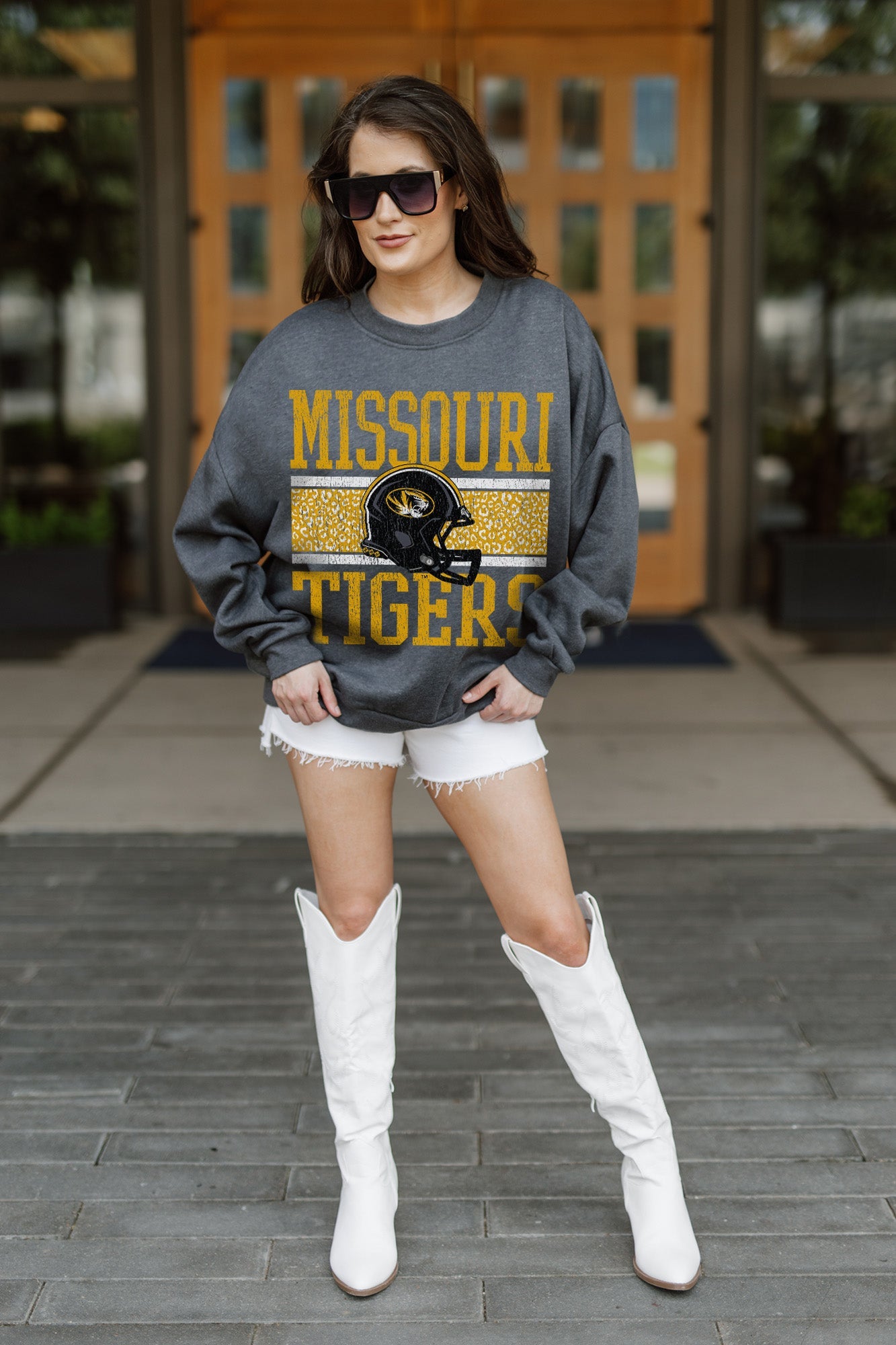 MISSOURI TIGERS WILD TAILGATE PREMIUM FLEECE DROP SHOULDER CREWNECK PULLOVER