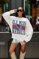 OLE MISS REBELS FAIR CATCH PREMIUM FLEECE DROP SHOULDER CREWNECK PULLOVER