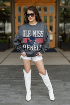 OLE MISS REBELS WILD TAILGATE PREMIUM FLEECE DROP SHOULDER CREWNECK PULLOVER