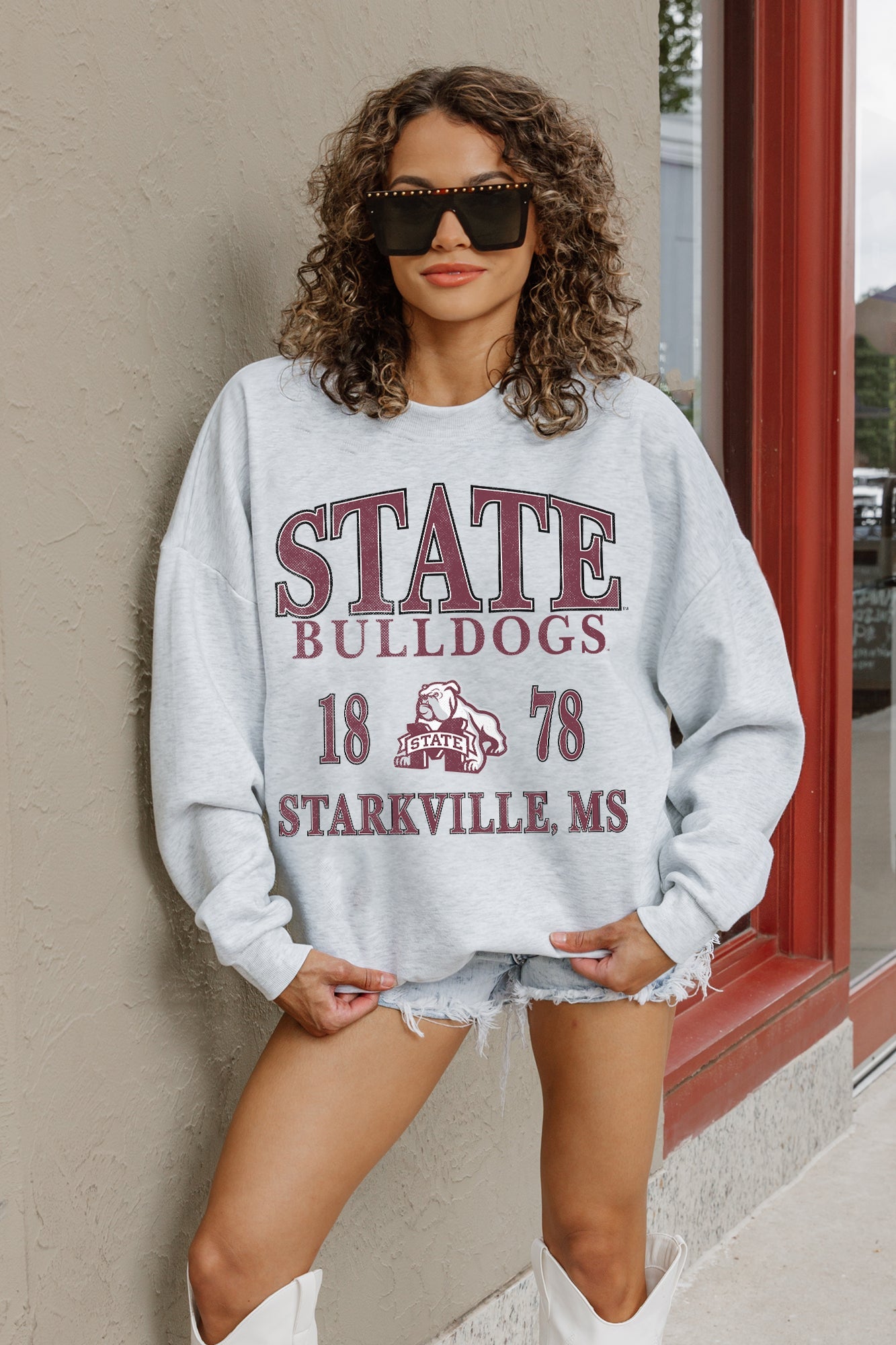 MISSISSIPPI STATE BULLDOGS ALLEGIANCE PREMIUM FLEECE DROP SHOULDER CREWNECK PULLOVER