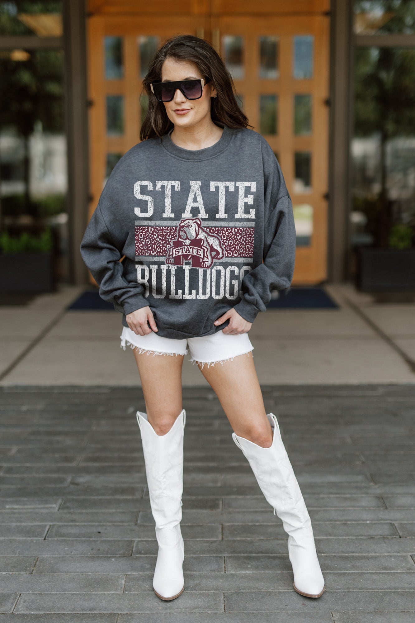 MISSISSIPPI STATE BULLDOGS WILD TAILGATE PREMIUM FLEECE DROP SHOULDER CREWNECK PULLOVER