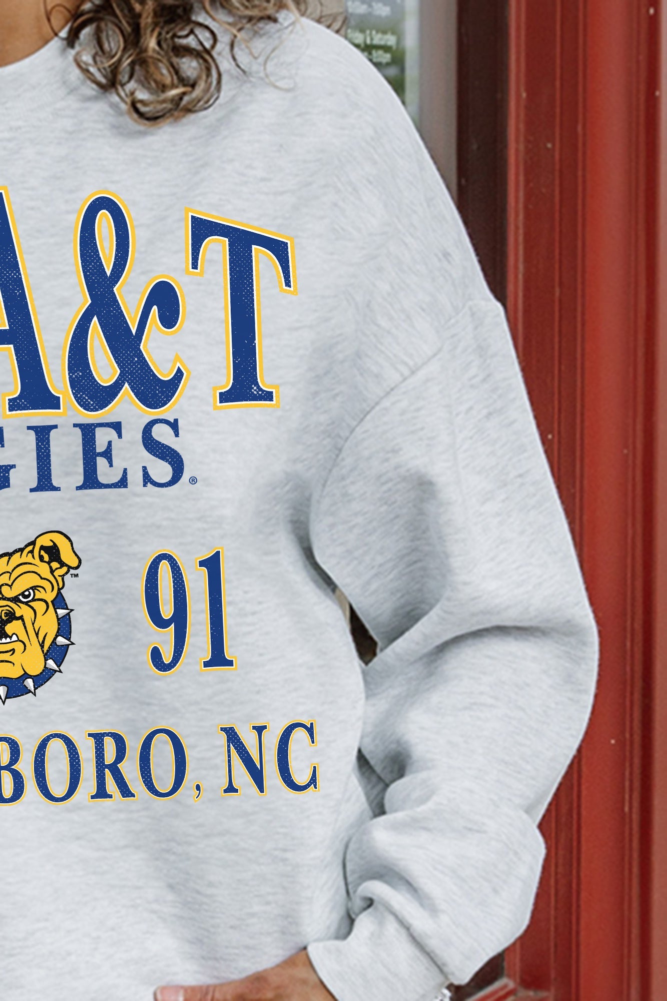 NORTH CAROLINA A&T STATE AGGIES ALLEGIANCE PREMIUM FLEECE DROP SHOULDER CREWNECK PULLOVER