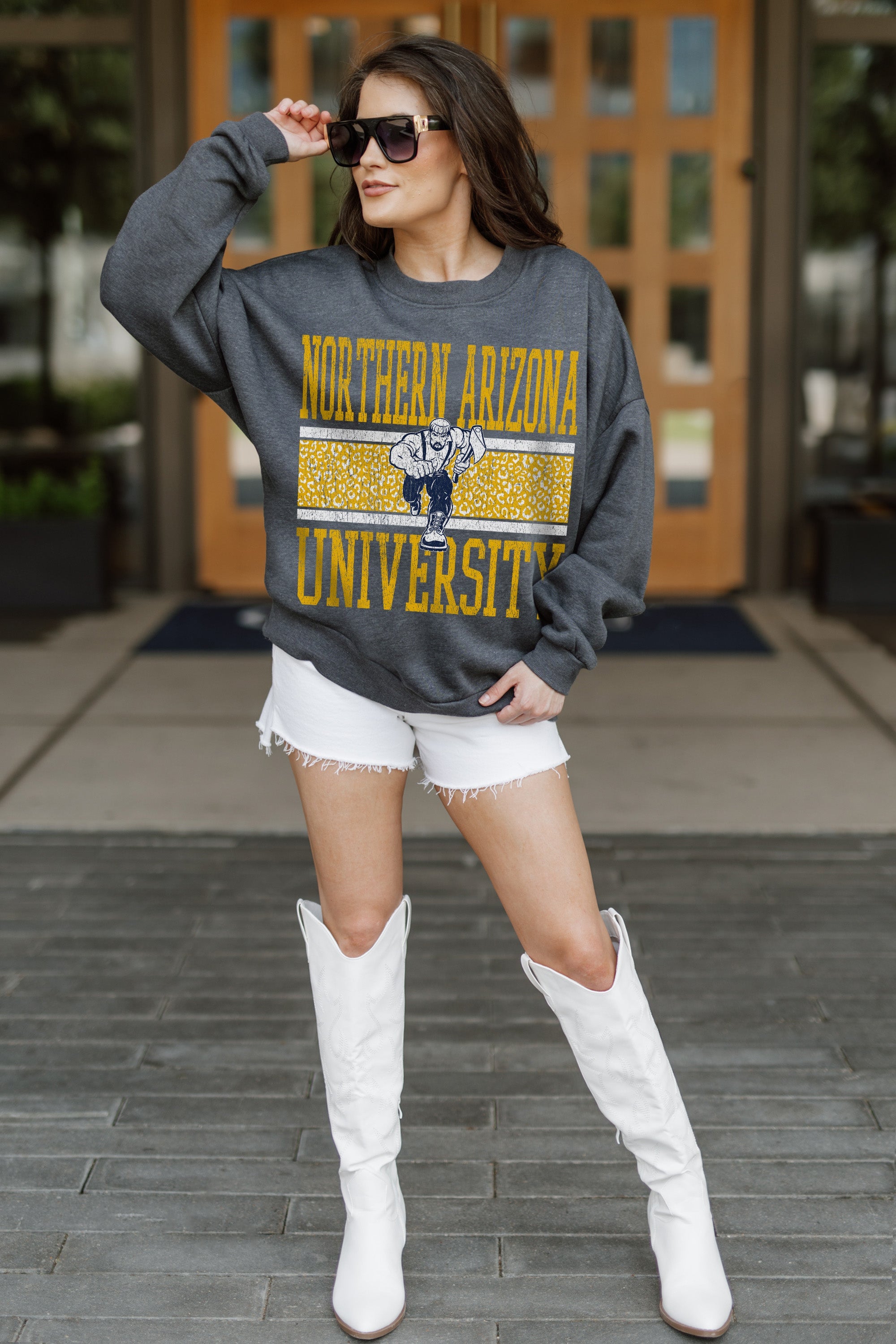 NORTHERN ARIZONA LUMBERJACKS WILD TAILGATE PREMIUM FLEECE DROP SHOULDER CREWNECK PULLOVER