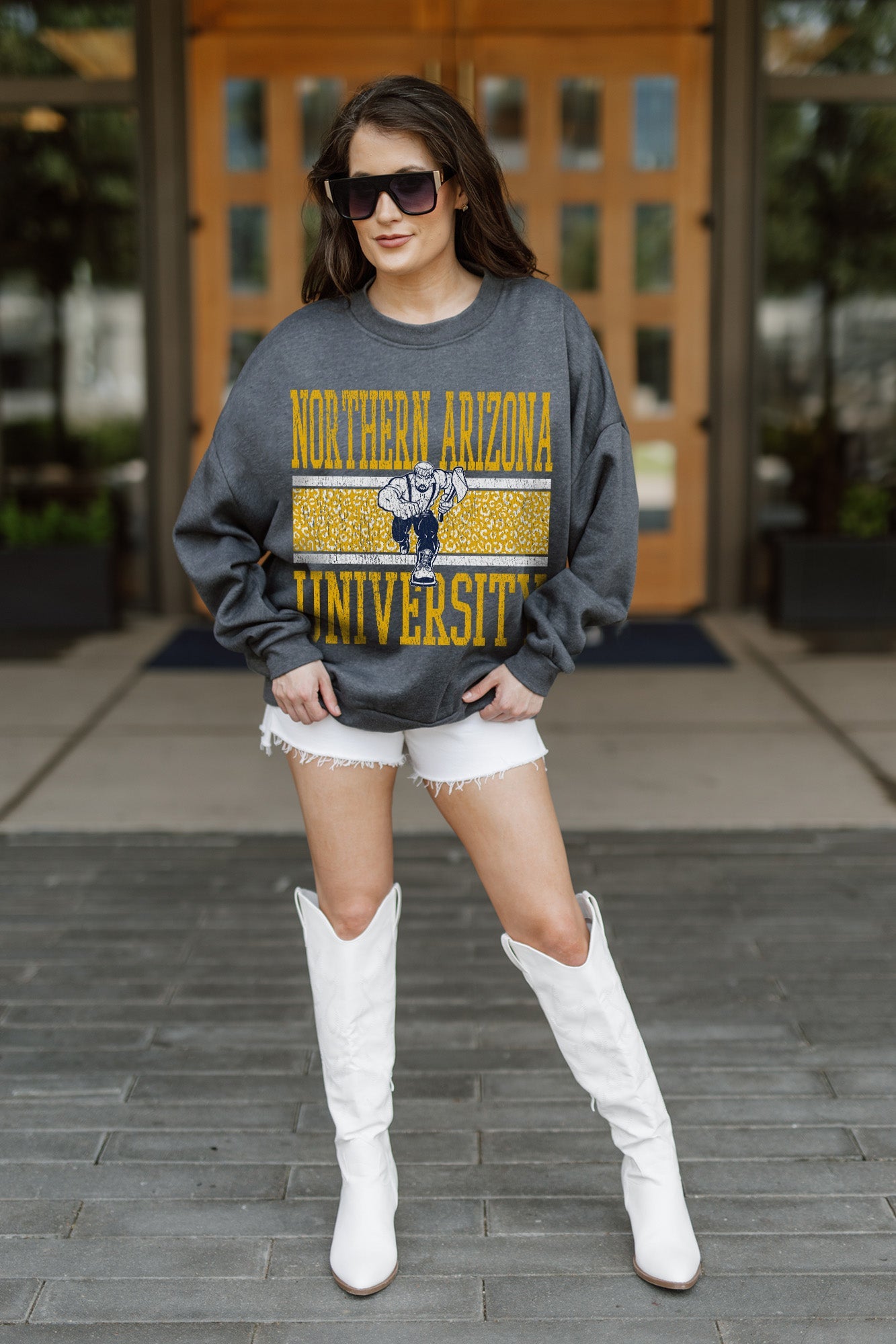 NORTHERN ARIZONA LUMBERJACKS WILD TAILGATE PREMIUM FLEECE DROP SHOULDER CREWNECK PULLOVER