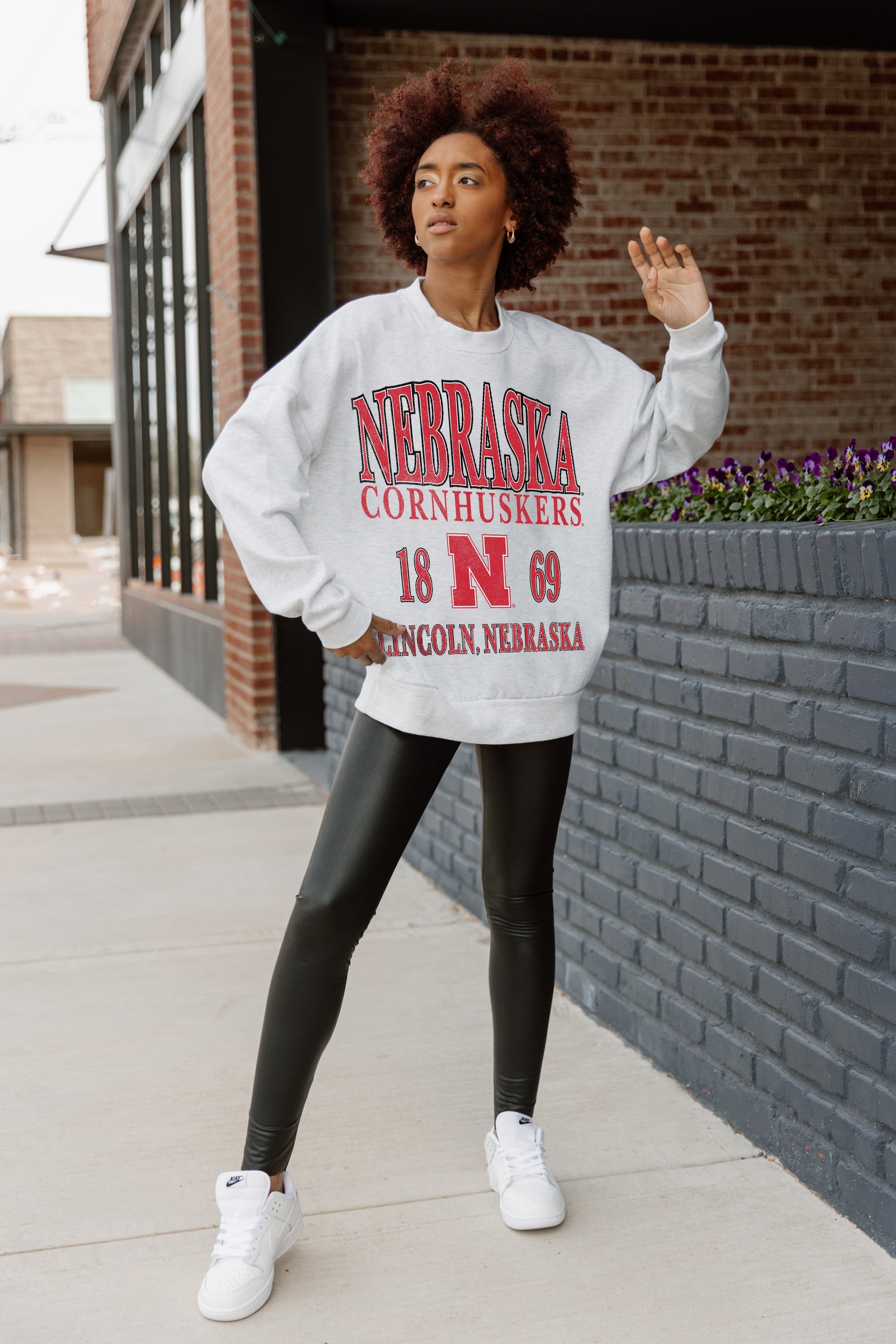 NEBRASKA CORNHUSKERS ALLEGIANCE PREMIUM FLEECE DROP SHOULDER CREWNECK PULLOVER