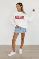 NEBRASKA CORNHUSKERS ALL-STAR APPEAL PREMIUM FLEECE DROP SHOULDER CREWNECK PULLOVER BY MADI PREWETT TROUTT